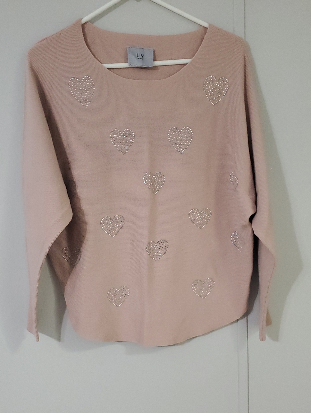 Pink Heart-Embellished Women's Sweater
